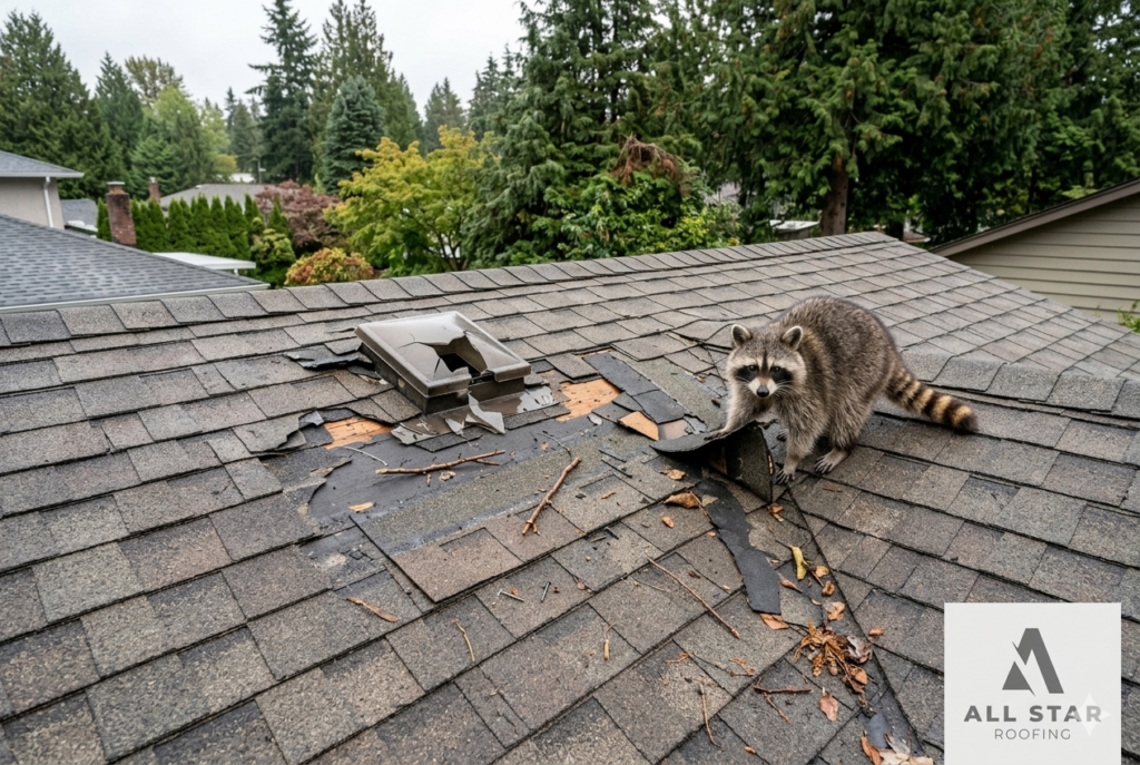 Roof repair Vancouver with animal damage