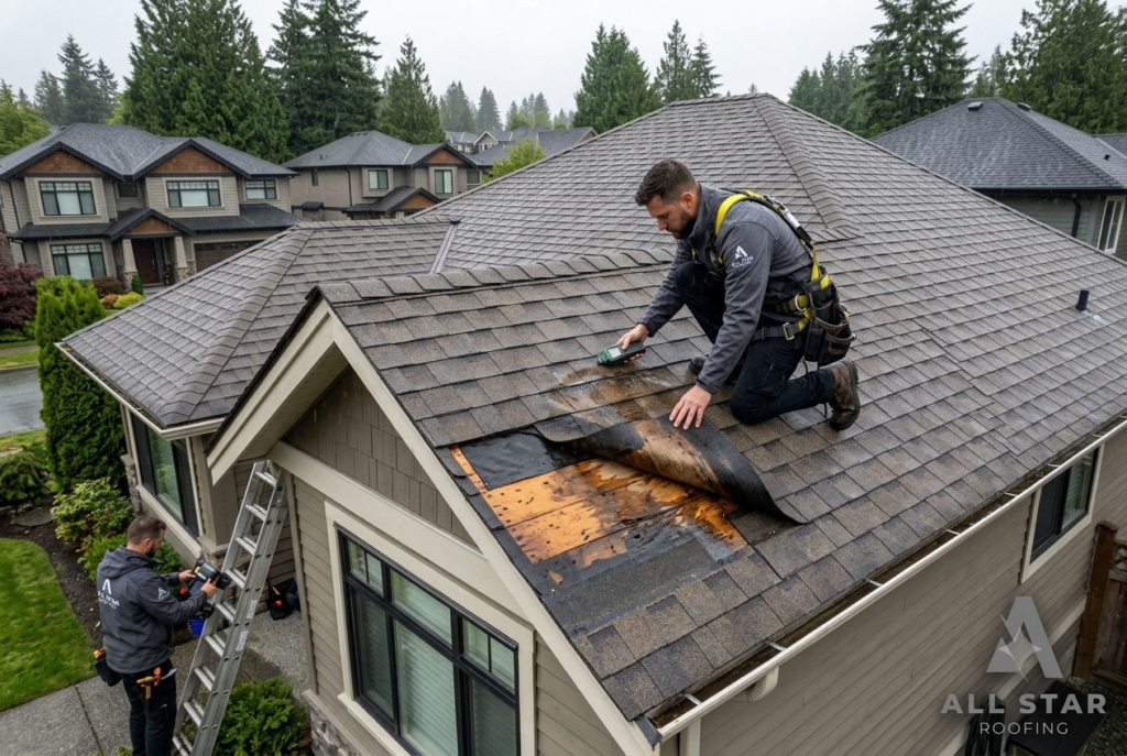 Shingle roof repair in Vancouver